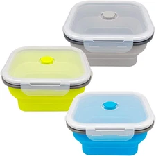Large 1200Ml Collapsible Bowls with Lids Silicone Camping Bowls, with Airtight L