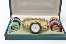 Full Set Near MINT GUCCI Change Bezel 11/12.2 12 Colors Gold Qz Women's Watch