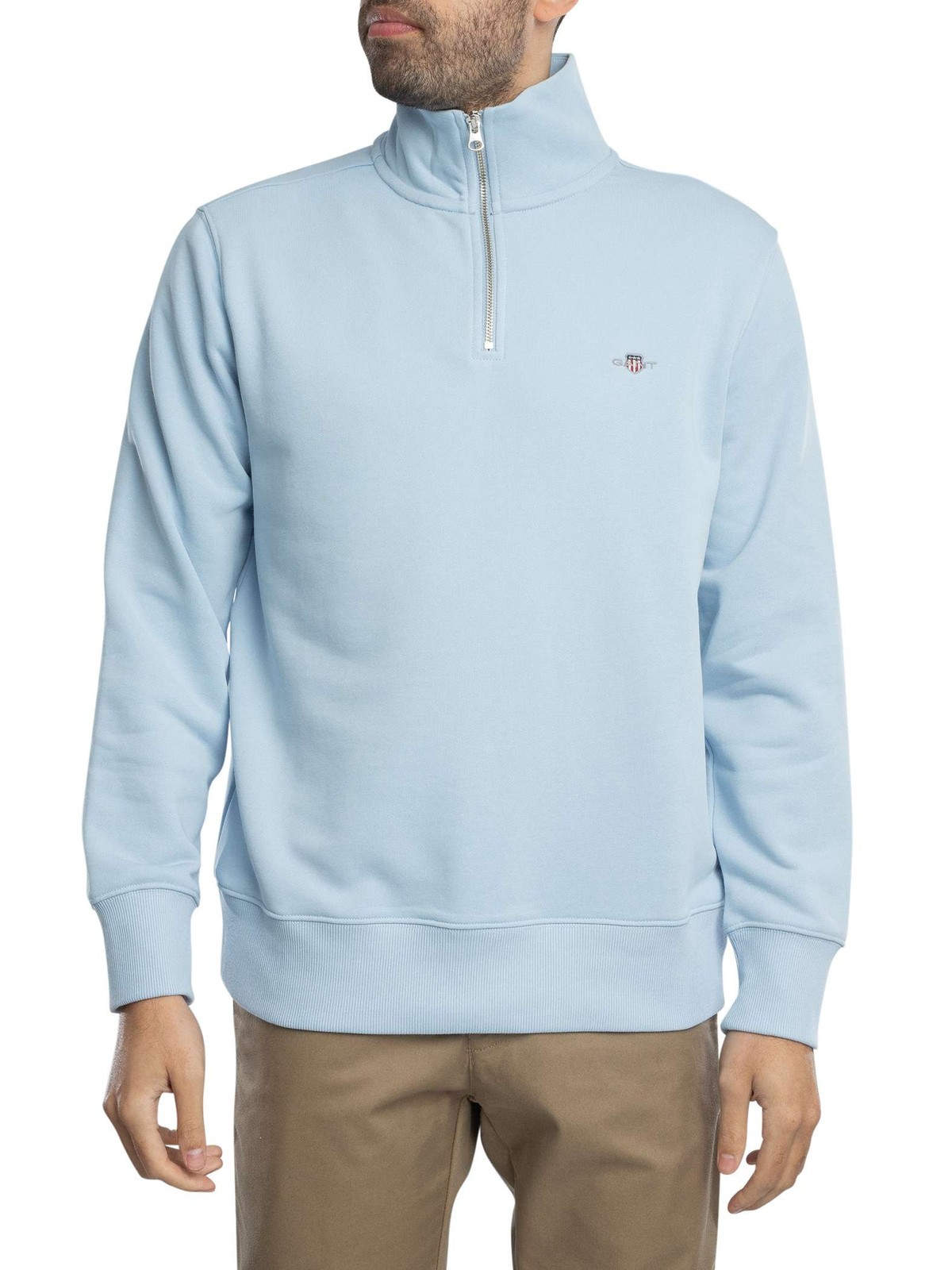 Gant Men's Fresh Blue Regular Shield 1/4 Zip Sweatshirt - Image 2