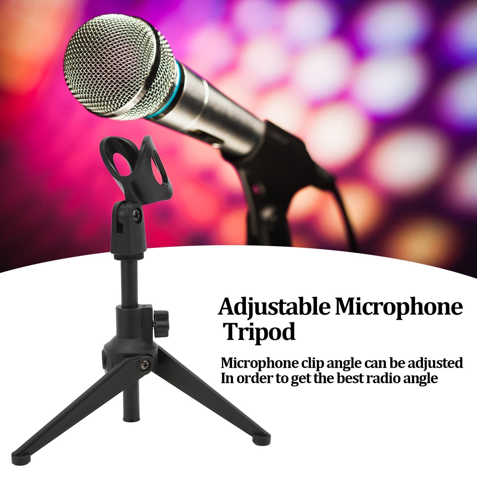 Pied de microphone trépied de bureau support de micro réglable plastique - 2