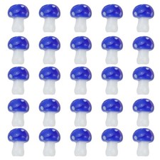 0.5" x 0.4" Cute Mushroom Beads, 25 Pcs Small Glass Beads, Dark Blue
