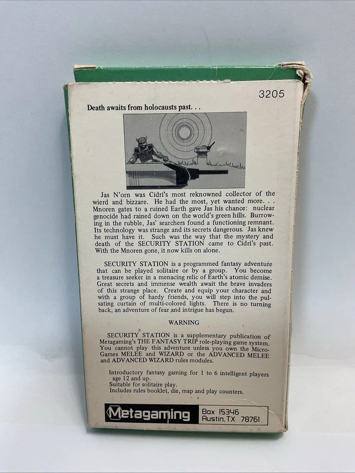 The Fantasy Trip SECURITY STATION MicroQuest #5 Metgaming 1980 - Box, Rules, Map - Image 2 of 4