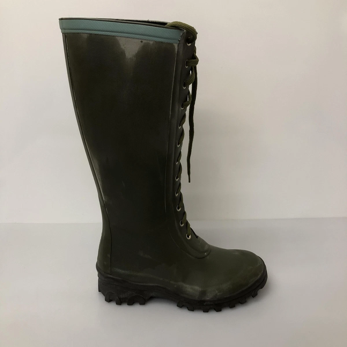 Tretorn Olive Green Chelsea Rain Boots with Contrast Stripe Sole Tretorn Green Boots for Women for sale | eBay main image 2