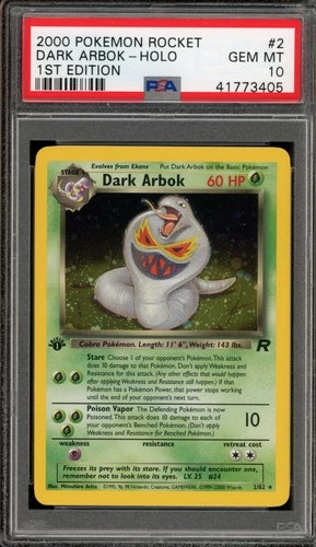 Pokemon Dark Arbok Team Rocket 1st Edition Holo Rare #2 PSA 10 Gem Mint