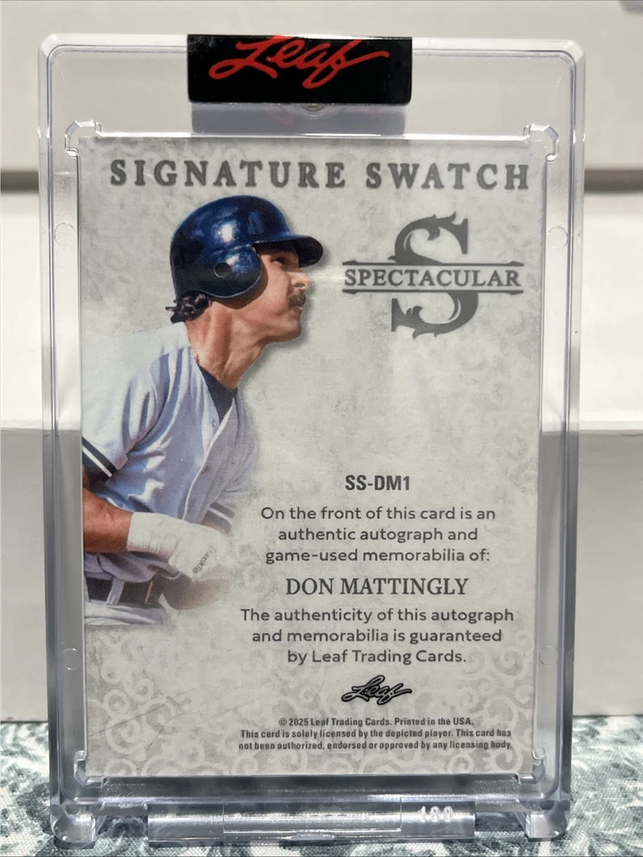 2025 Leaf Spectacular Don Mattingly Game Used Patch Inscribed Auto /5 - Image 2 of 3