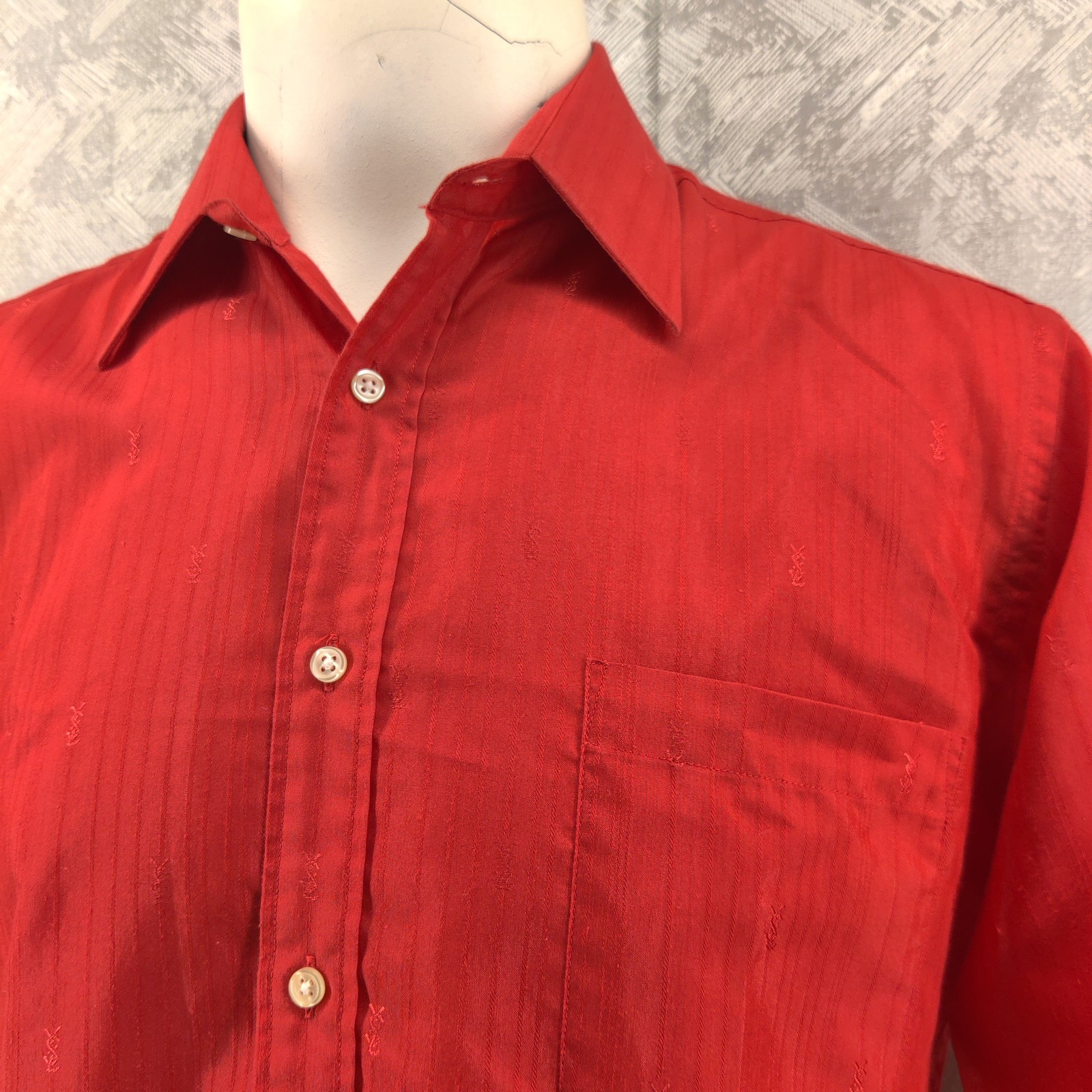 Camicia Yves Saint Laurent uomo 15 5 manica lunga con bottoni YSL tasca ricamata