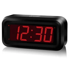 Alarm Clock, LED Digital Clock, Small Wall Clock, Battery Operated, Adjustabl...