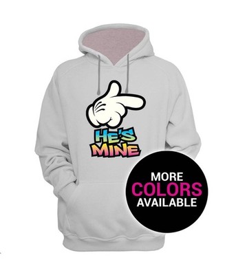 Hes Mine Sweatshirt Hoodie: Neon Couple Graphic - Unisex Cotton Blend, Black or