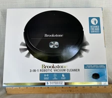 Brookstone 3-in-1 Smart Robotic Floor Cleaner for Hard Surfaces NEW Pet Hair