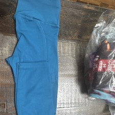 Girls Ankle Leggings Solid Blue S 6/6X Solid Pattern