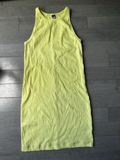 Women’s Old Navy Yellow Ribbed Tank Midi Racerback Summer Fitted Dress L/P