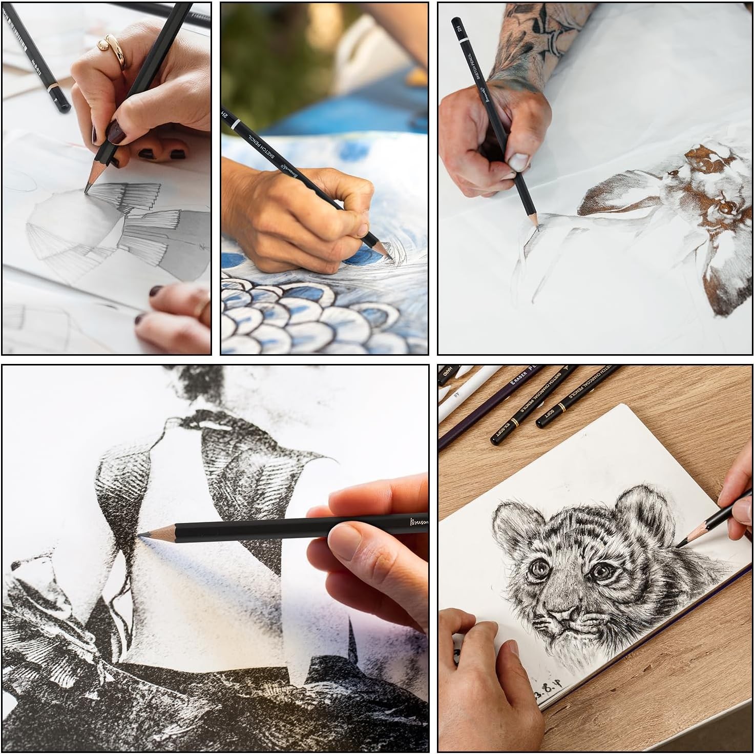 Charcoal Pencils for Drawing, Set of 26, Professional Drawing Sketch Pencils, Ar