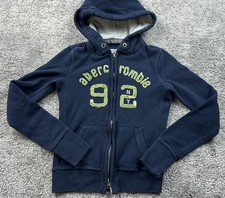 Abercrombie Hoodie Juniors Small Navy 92 NY Full Zip Fleece Graphic Sweatshirt