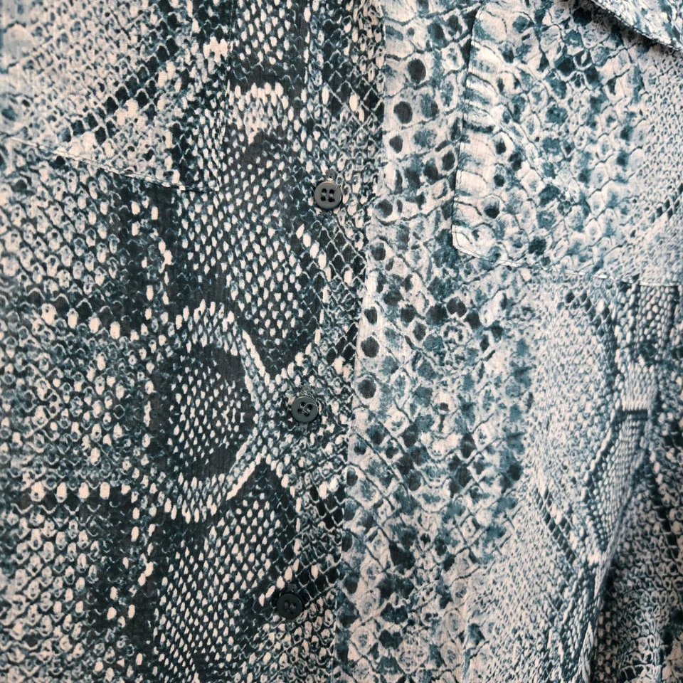 ZAPA PARIS L Women's Long Sleeve Sheer Snakeskin Print Button Down Shirt Blouse - Image 4 of 4
