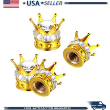 Crown Tire Valve Stem Caps 4pcs Handmade Crystal Wheel Caps Universal Cars Suv