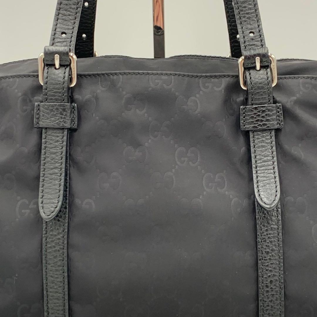 GUCCI GG Canvas Leather 2Way Tote Bag Black A4 Unisex Authentic thumbnail 7