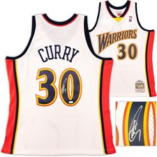 Warriors Stephen Curry Auto White Mitchell Ness 09 Swingman Rookie Jersey L JSA