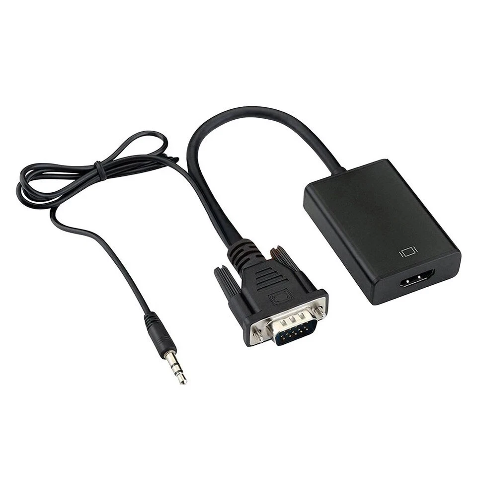 VGA To HDMI Output 1080P HD+ Audio TV AV HDTV Video Cable Converter Adapter - Image 2 of 4