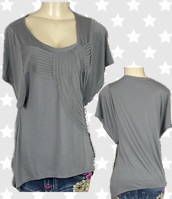 Converse S Gray Quartz Textured Scoop Neckline Handkerchief Hem Short Sleeve Top