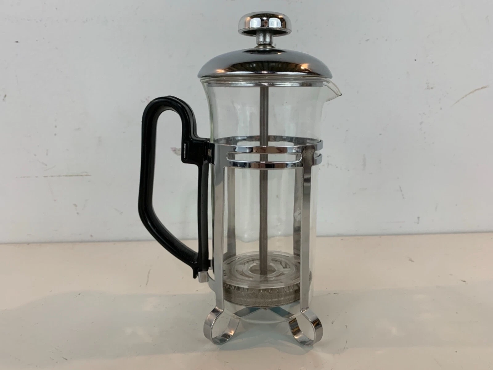 French Press Coffee/Tea Maker Glass and Stainless Steel 350ml - Silver