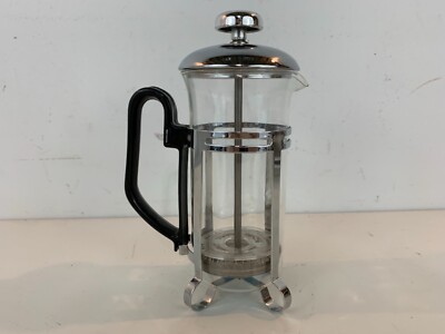 French Press Coffee/Tea Maker Glass and Stainless Steel 350ml - Silver