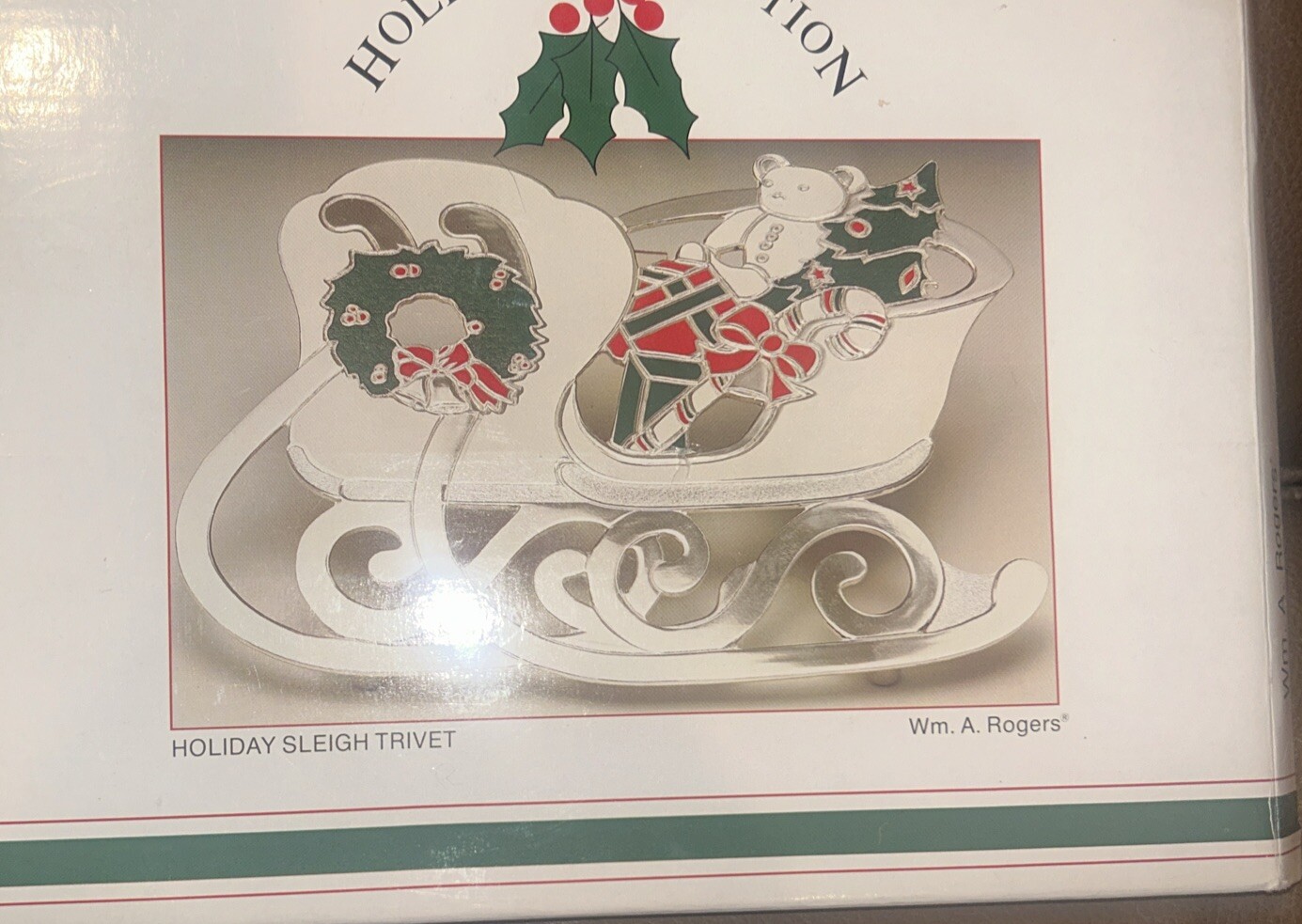 VTG Wm A Rogers Holiday Sleigh Trivet Oneida Silversmiths Japan 1988 Christmas