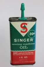 Vintage 1950s SINGER Sewing Machine Oil 4oz Metal Tin Oil Can