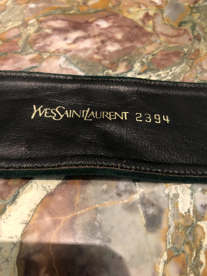 YSL YVES SAINT LAURENT Double-Layer Green Suede Wrap Belt - Image 3 of 4
