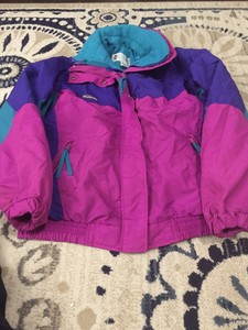purple and teal jacket
