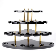 Black Walnut Wooden Tobacco Pipe Stand Rack for 15 Smoking Pipes Collection