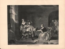 Vintage Art Print - Lithograph - Macheath with Lucy and Polly - 1892 - 2 Pcs