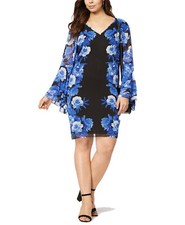 Inc International Concepts Plus Size Printed Tiered-Sleeve Dress