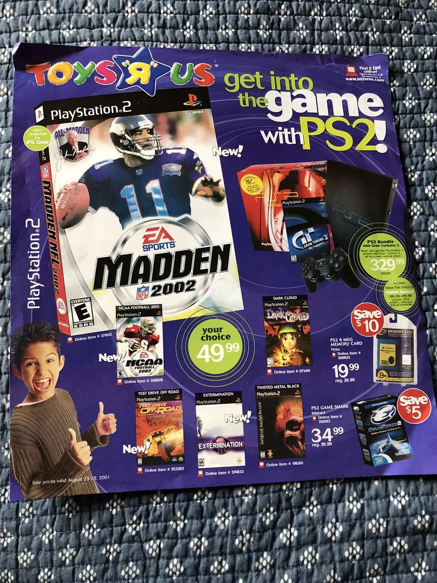 Toys R Us Insert 2001 GET INTO THE GAME WITH PS2 Madden 2002 WF War Zone 2pp
