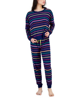 Jenni Women s 2-Pc. Long-Sleeve Packaged Pajamas Set,Navy, XX-Large