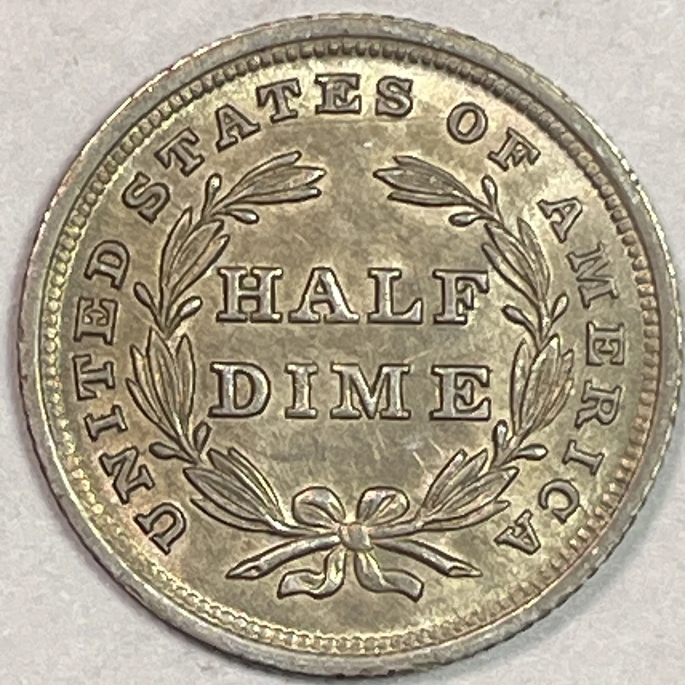 1839 No Drapery Seated Liberty Half Dime Uncirculated UNC Coin #15825 - Image 2 of 3