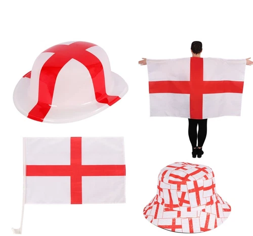 Euros England English St Georges Flag , Car Flags, Bunting Hats etc