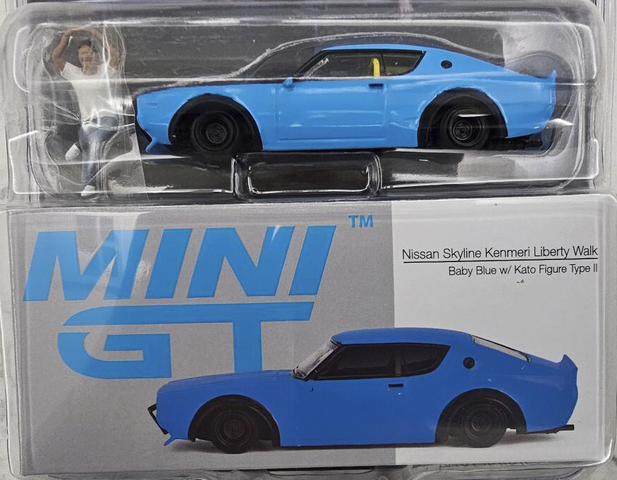 Mini GT 1:64 Skyline Kenmeri Liberty Walk Baby Blue w/Figure Mini GT 1:64 Skyline Kenmeri Liberty Walk Baby Blue w/Figure