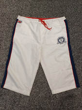England Bermuda Shorts Men Medium White Draw String Logo W38 L16 Holiday Beach