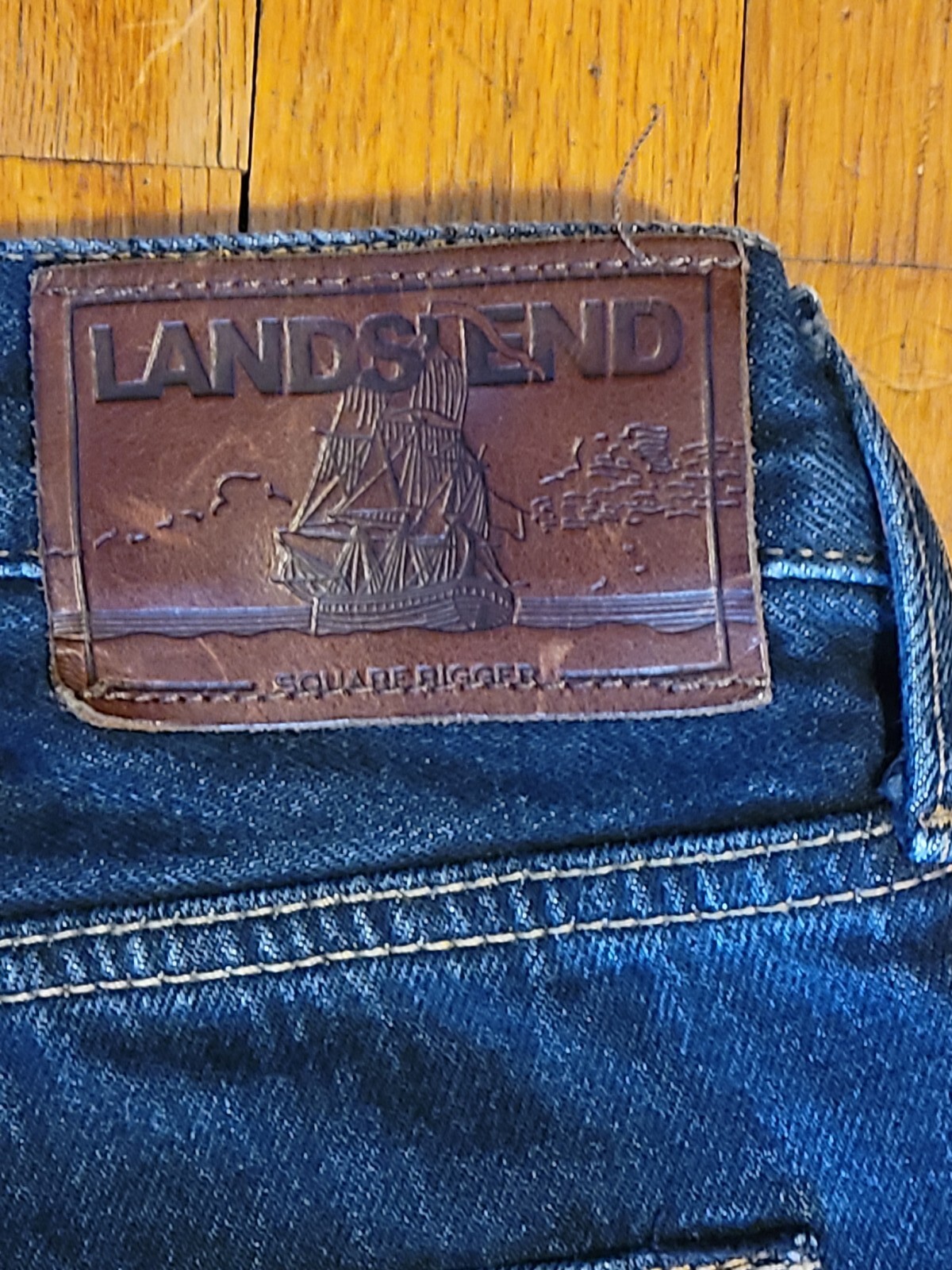 Lands' End Flannel Lined Jeans Mens Denim Rinse Square Rigger, 37 X 32 eBay