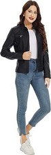 Women's Black Real Leather Jacket For Women Biker Racer Motorcycle Cafe Party
