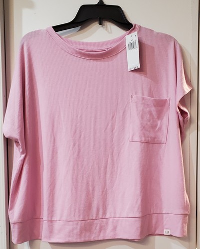 Gap GapBody Women's Ribbed Short-Sleeve Pajama Top - Butterfly Pink Size Large