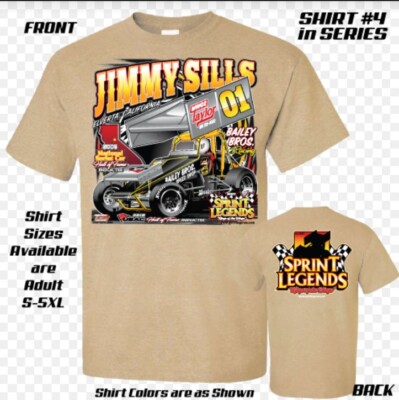 New Sprint Legends #01 Jimmy Sills Bailey Bros. Tan Sprint Car T-Shirt