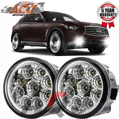 Pair LED Fog Light Lamp For Infiniti FX35 FX37 FX45 FX50 G25 QX70 QX80 QX56 M56