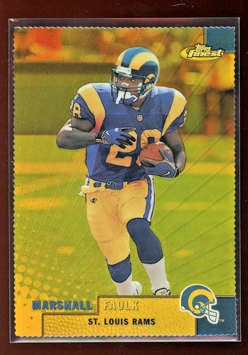1999 Topps Finest 116 Marshall Faulk Gold Refractor #/100 St. Louis Rams