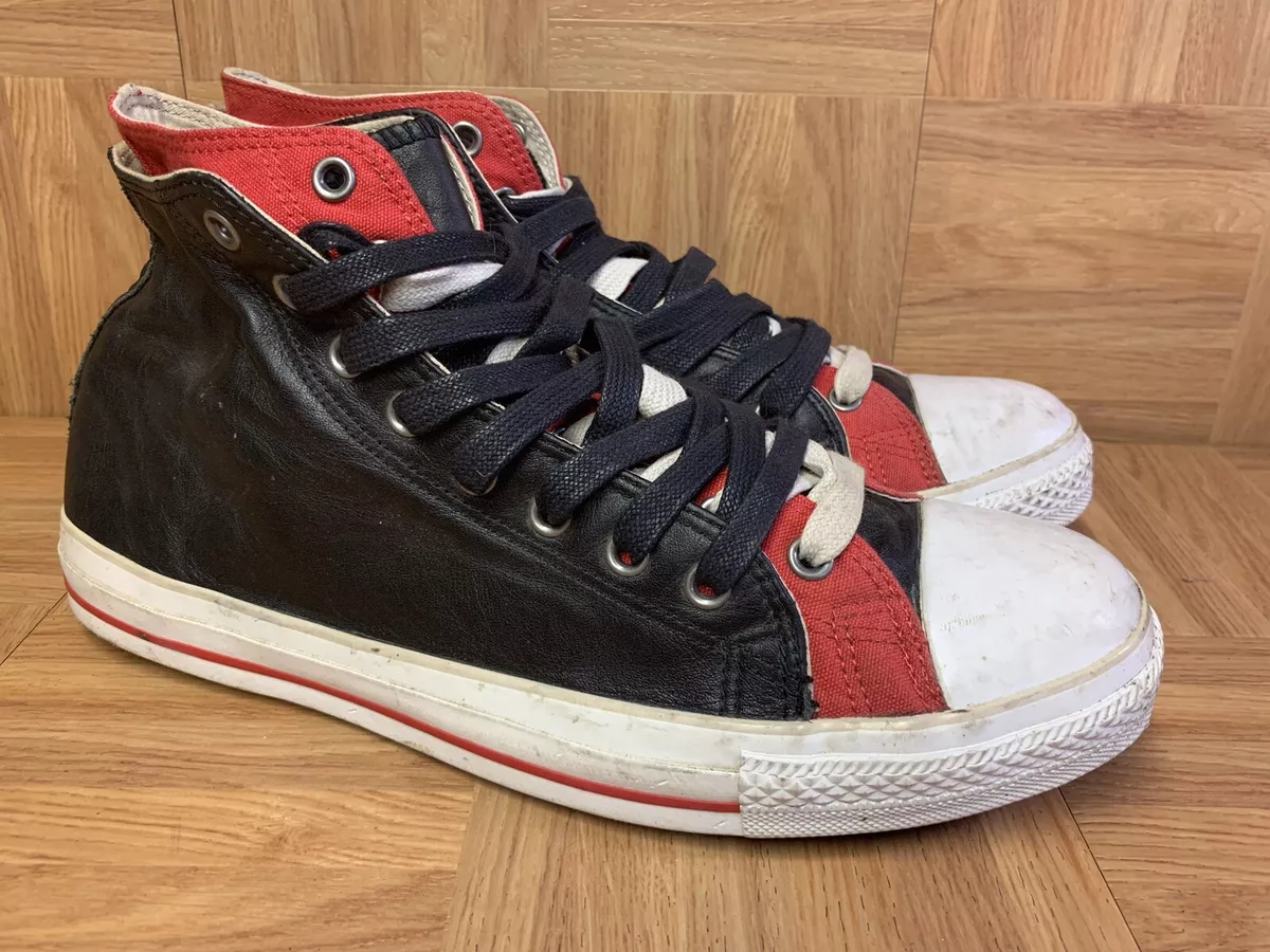 Skylight Gå op Bare overfyldt RARE🔥 Converse Double Upp Hi Black Leather Red Canvas Sz 13 Fold Down Upper  LE | eBay