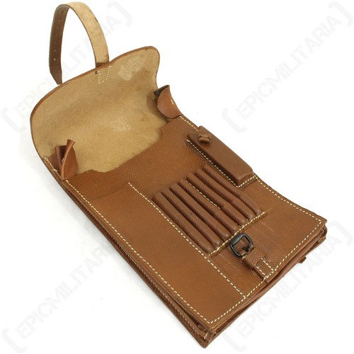 German Army M35 Map Case - Brown WW2 Repro Soldier Leather Folder Bag Military - Picture 3 of 7