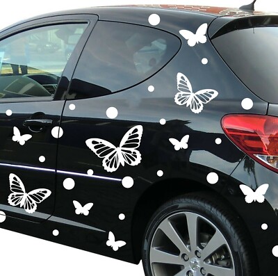 Autotattoo Autoaufkleber Auto Sticker Schmetterlinge Punkte Verzierung 30 Teile