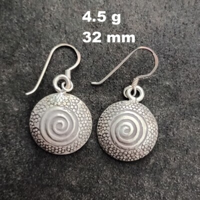 FINE SILVER EARRINGS NO STONE CRAFT VINTAGE DANGLES 4g ROUND FILIGREE #RE062