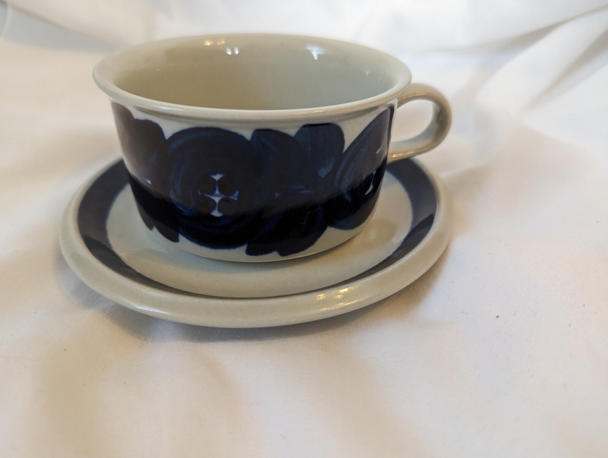 Arabia Finland Blue Anemone wide tea coffee cup and saucer | eBay