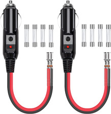 2 Spinotto Accendisigari 12V/24V 10Cm 16AWG Prolunga Indicatore LED Con Fusibili